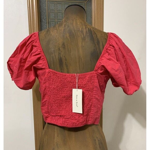 Sim & Sam Pink Crop Smock Top - Picture 3 of 11